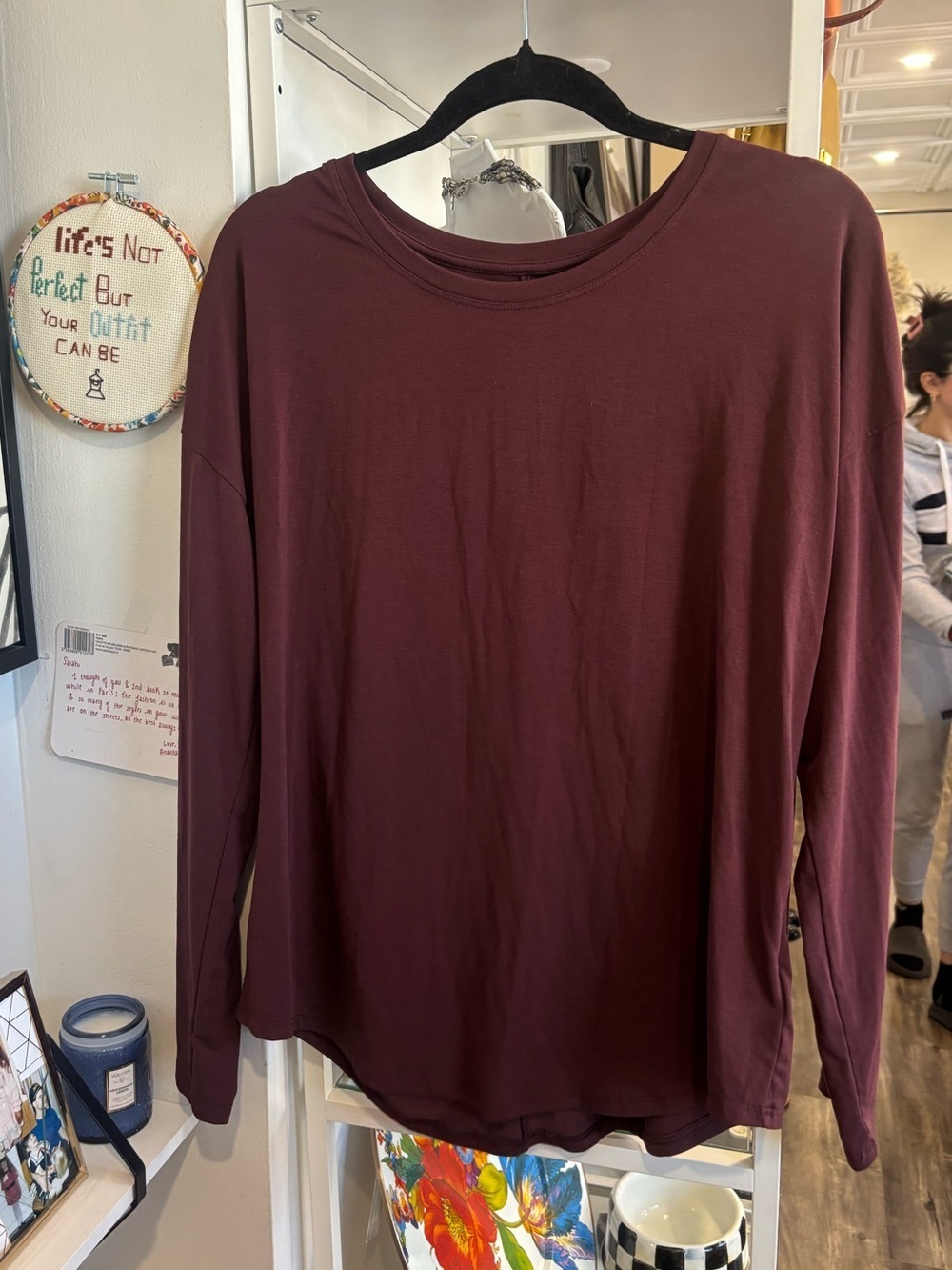 Athleta Long Sleeve Crewneck Top - Burgundy Wine